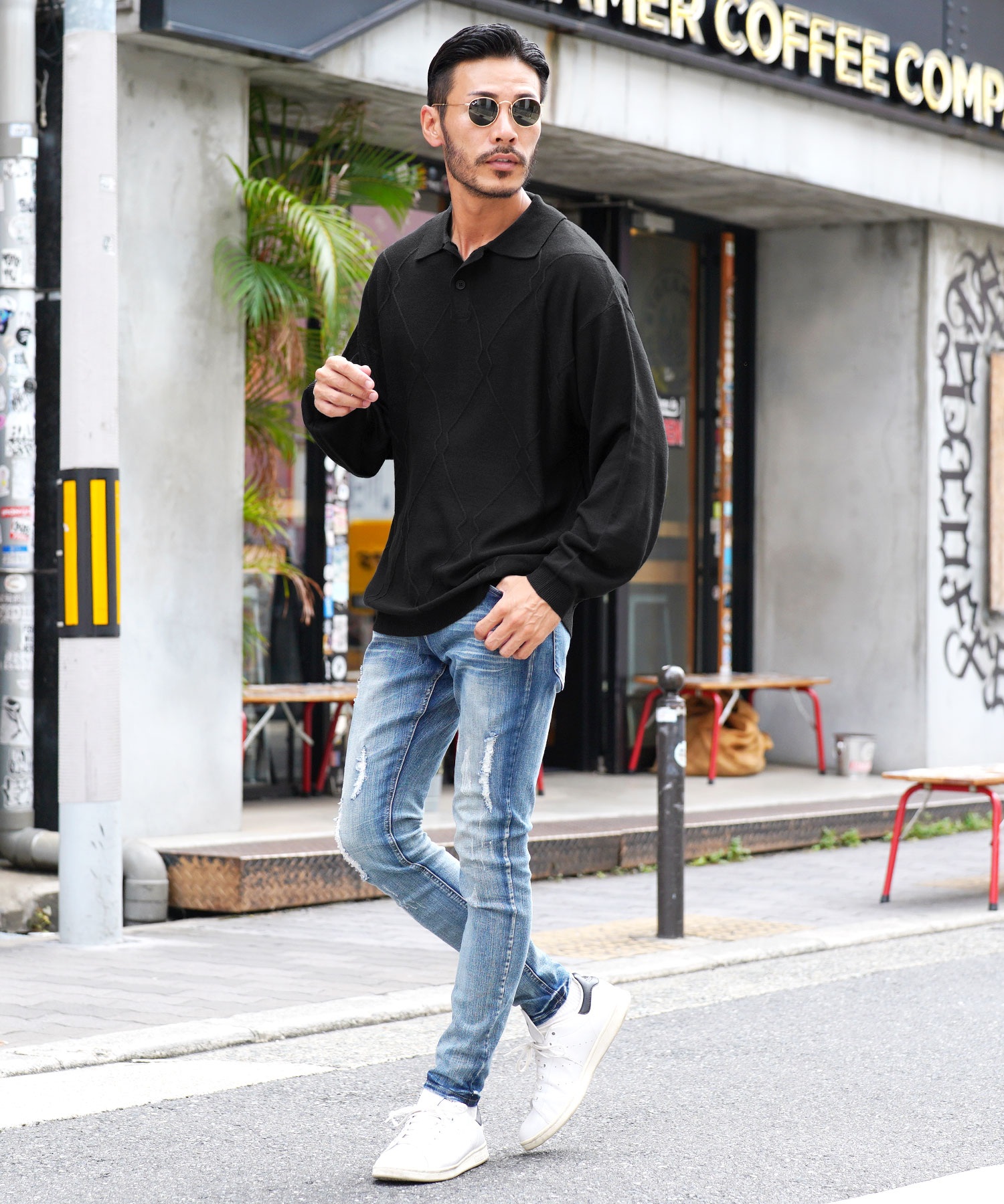 ジギーズショップ JIGGYS SHOP ニットポロシャツ ロングスリーブ ジギーズショップ JIGGYS SHOP ニットポロシャツ ロングスリーブ