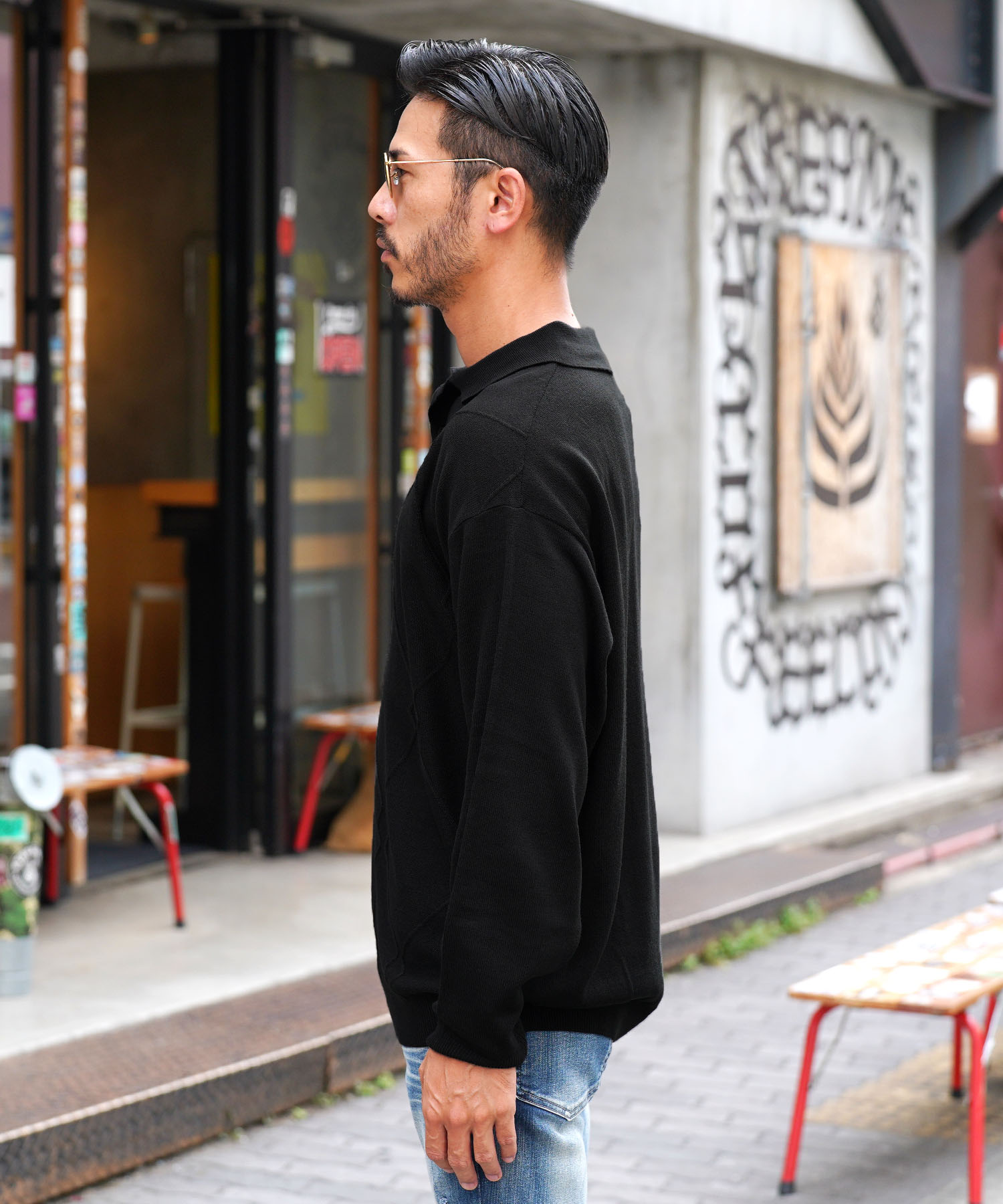 ジギーズショップ JIGGYS SHOP ニットポロシャツ ロングスリーブ ジギーズショップ JIGGYS SHOP ニットポロシャツ ロングスリーブ