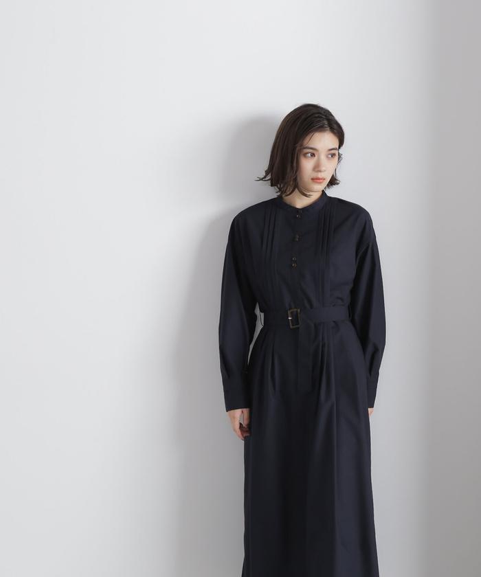 セール】ベルテッドダブルボタンシャツワンピース23AW(505490344