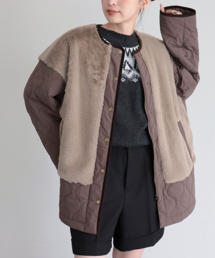 フレディエミュ fredy emue ハートキルト×ファーコート