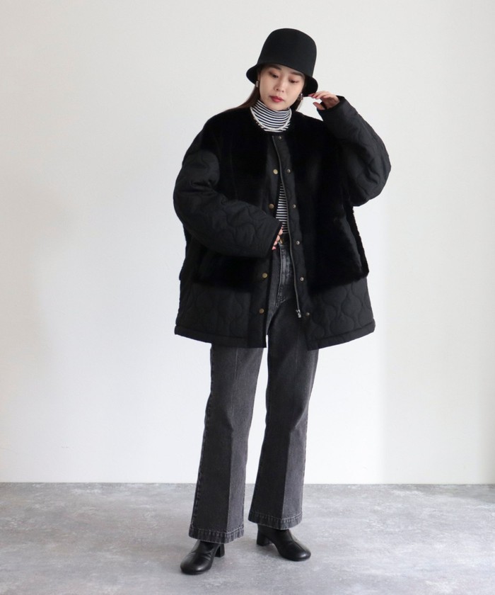 フレディエミュ fredy emue ハートキルト×ファーコート