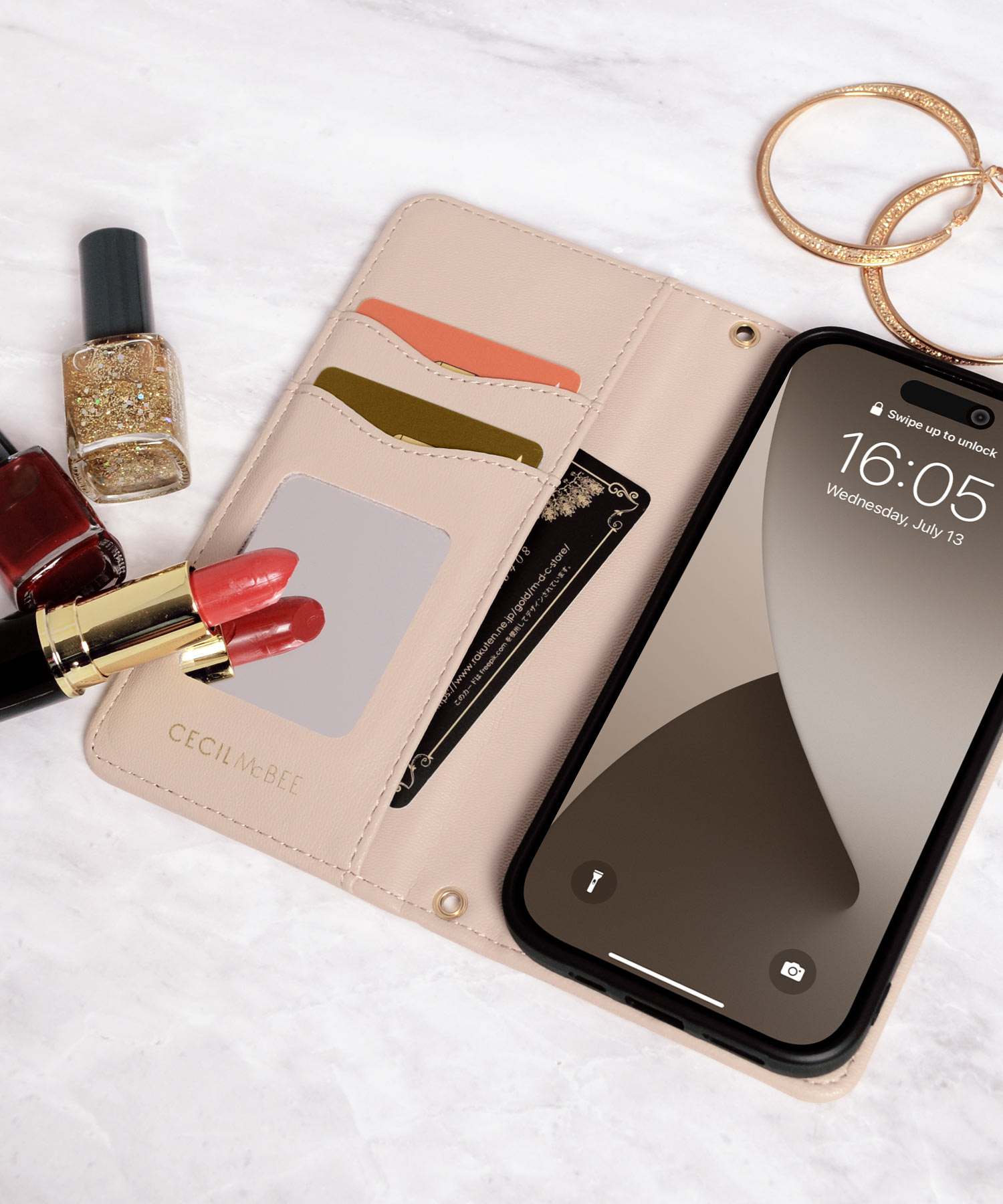 スマホケース(CECIL McBEE) 多機種対応 スマホケース 両利き マルチ手帳ケース セシル