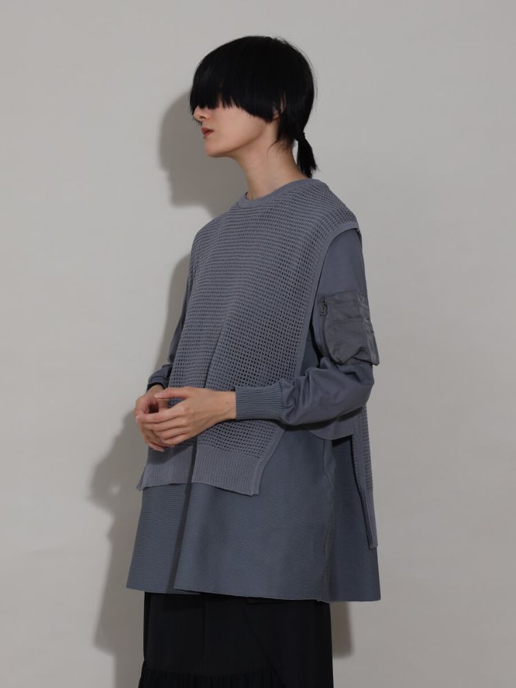 匿名送料込　新品●ヤマダヤ　ラシュッド LASUD ポイントメッシュベスト　黒 セール 15%OFF】ラシュッド LASUD メッシュベスト×ニット