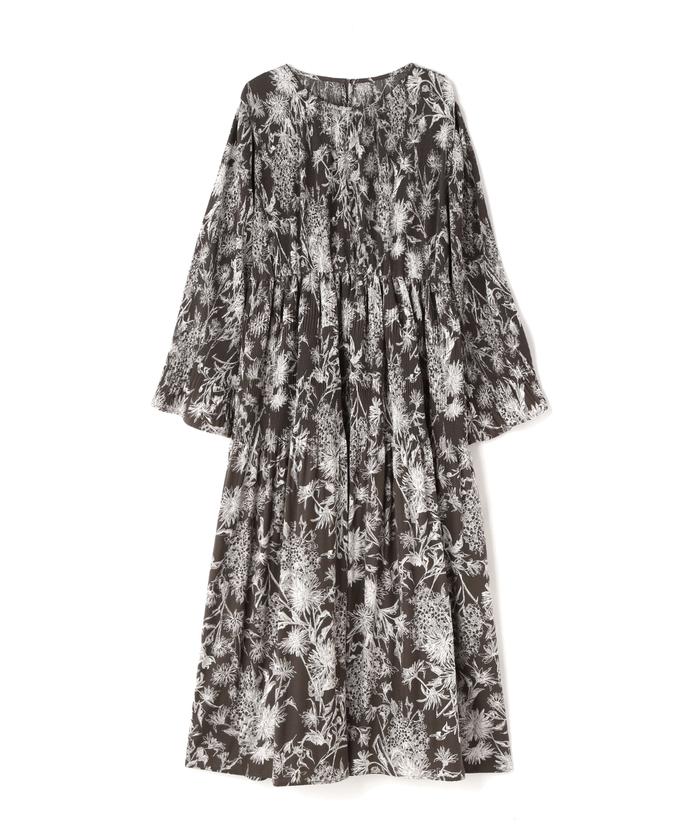 セール 30%OFF】デシンフラワープリントギャザーワンピース《S