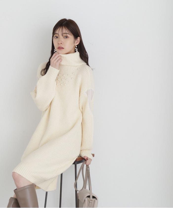 セール 50%OFF】タートルパールミニニットワンピース(505647496