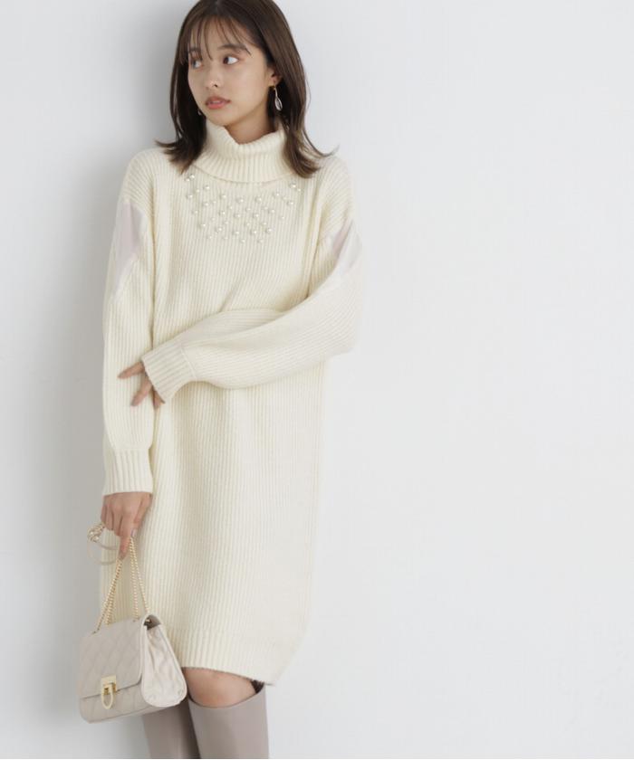 セール 50%OFF】タートルパールミニニットワンピース(505647496