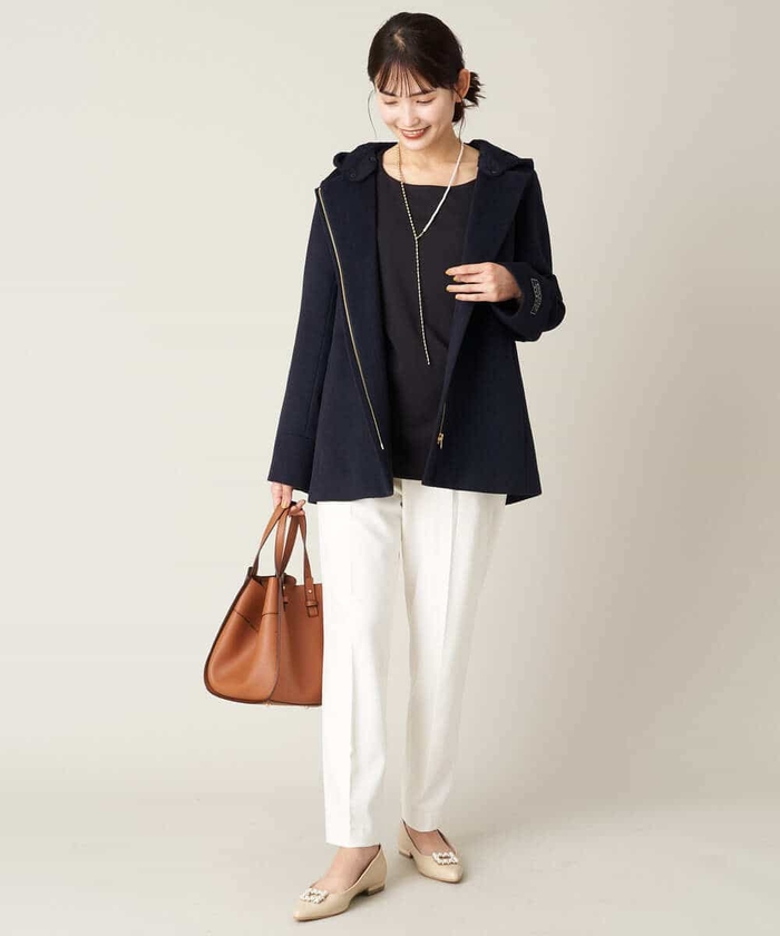 ◆a.v.v ◆新品未使用　2wayフードショートコート　カシミア混 2WAY】フードショートコート(ノーカラーコート) | a.v.v(アー