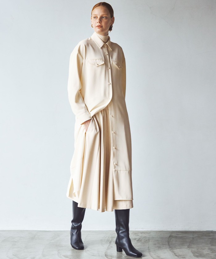 セール 50%OFF】【サッシュベルト付き】パールボタンシャツ