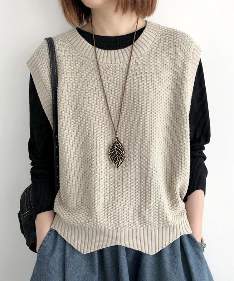 クーポン】【セール34%OFF】裾レース編みスカラップベスト ニット