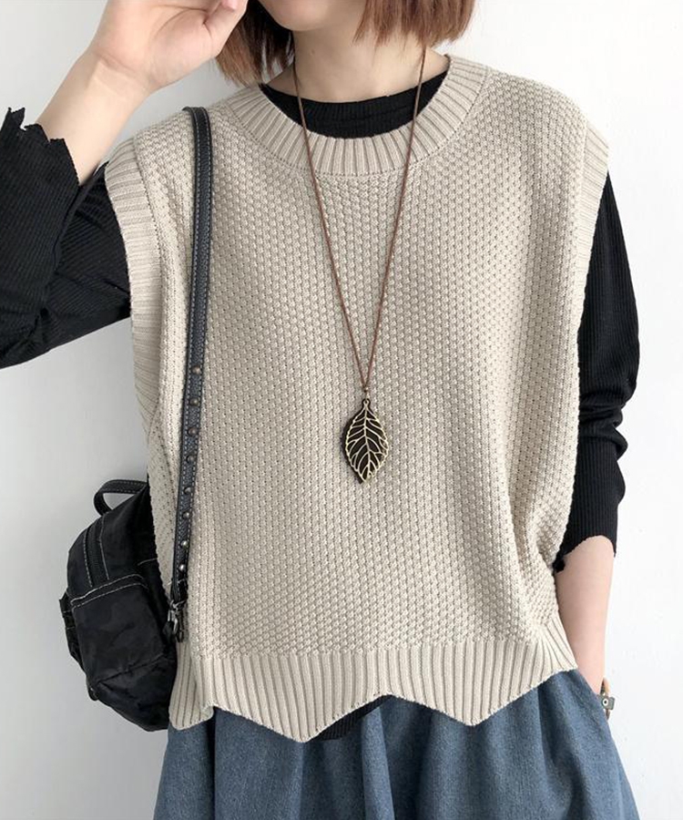セール33%OFF】裾レース編みスカラップベスト ニットベスト