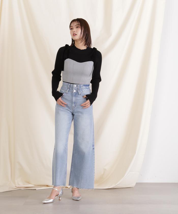 華麗 セール 30%OFF】2Wayダブルウエストデニムパンツ(505624707 スーツ・フォーマル・ドレス
