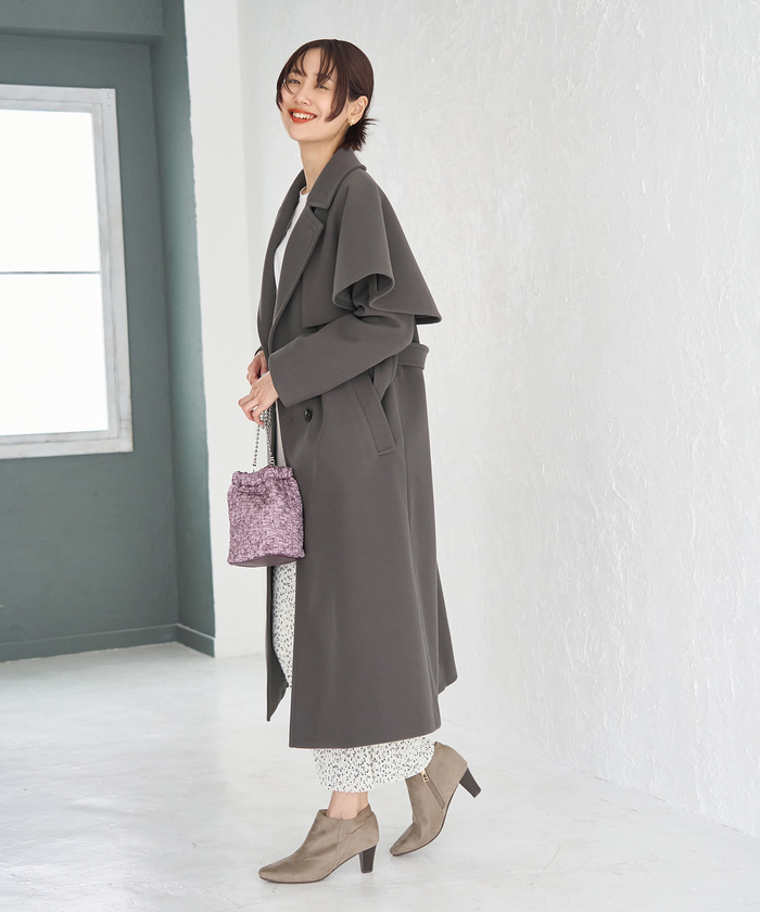 セール 60%OFF】ジャージメルトンケープ付きコート(505648255