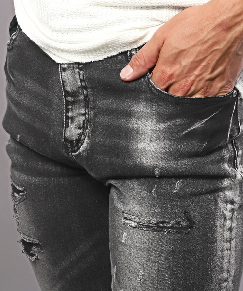 デニムパンツ メンズ スキニー ダメージ ストレッチ ジーンズ