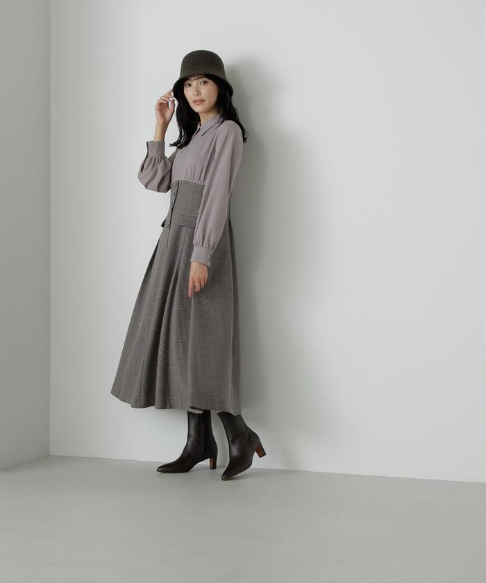 セール 50%OFF】グレンチェックドッキングワンピース(505663257