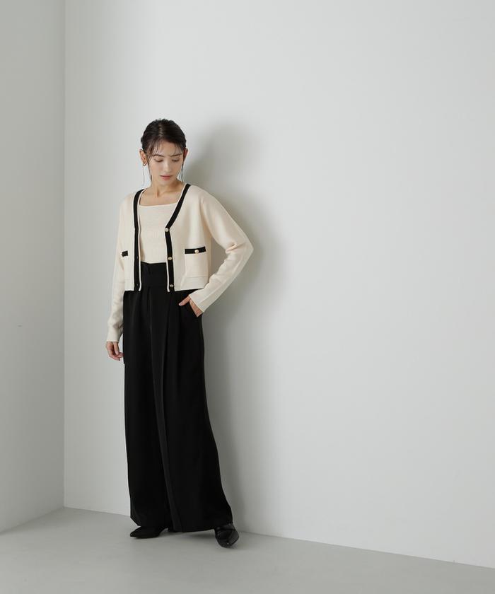 クロップドバイカラーアンサンブルニット セール 30%OFF】クロップドバイカラーアンサンブルニット
