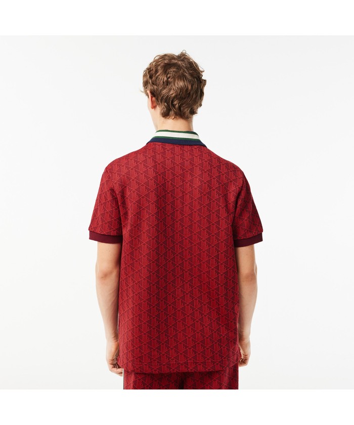 ラコステ LACOSTE モノグラムジャカード半袖ポロシャツ