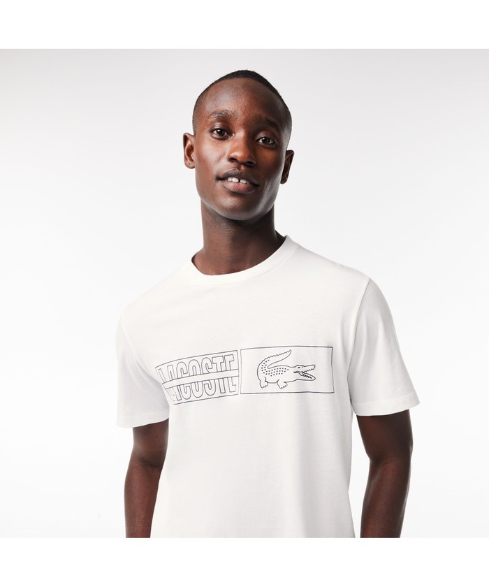 【LACOSTE】オールオーバー ロゴ プリント ラウンジ Tシャツ ♪ コットンジャージロゴプリントラウンジTシャツ(505500520
