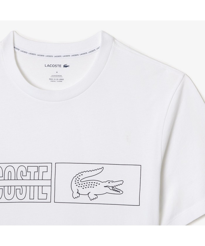 【LACOSTE】オールオーバー ロゴ プリント ラウンジ Tシャツ ♪ コットンジャージロゴプリントラウンジTシャツ(505500520