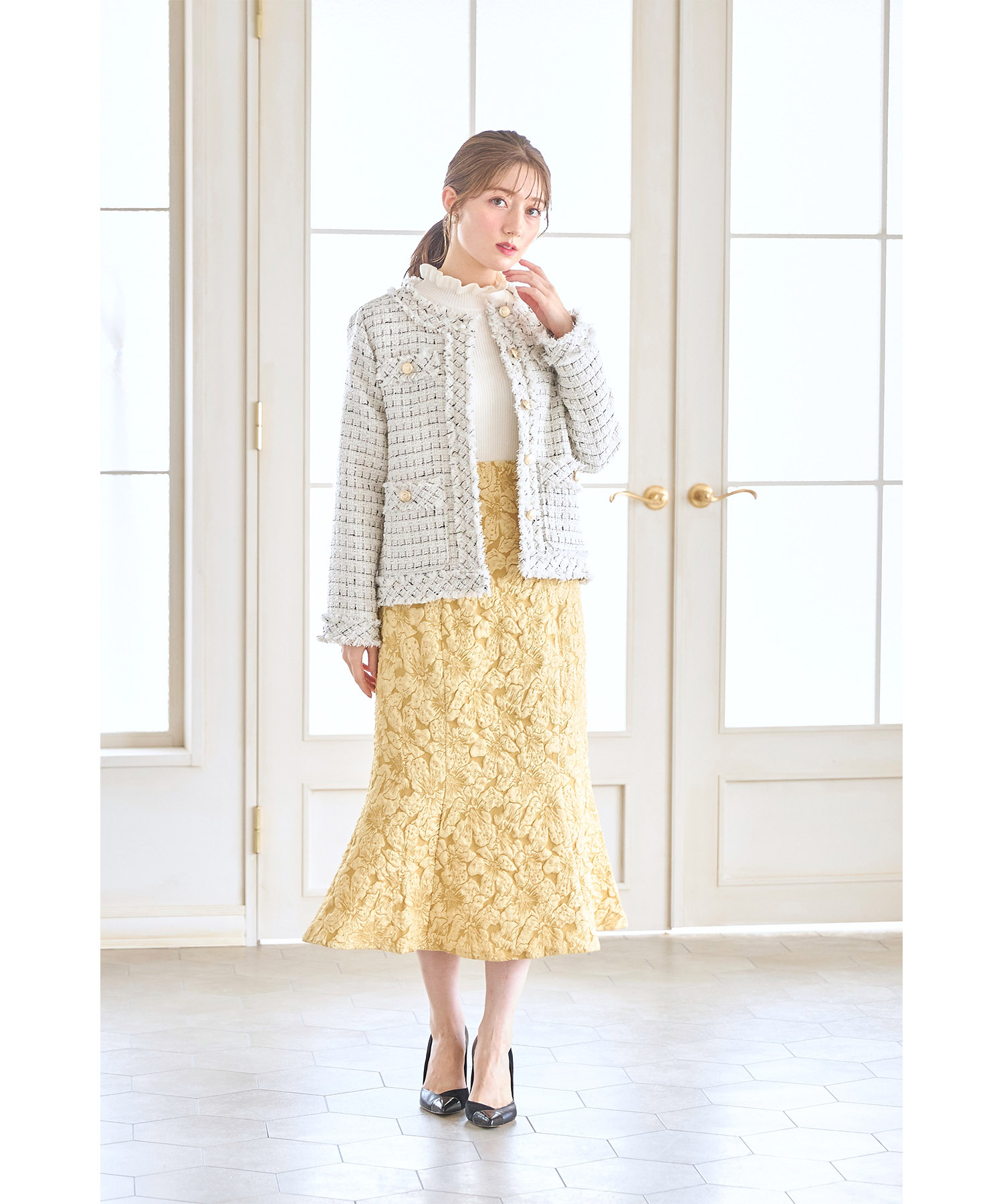 本日限定値下げ louren cut jacquard cocoon skirt
