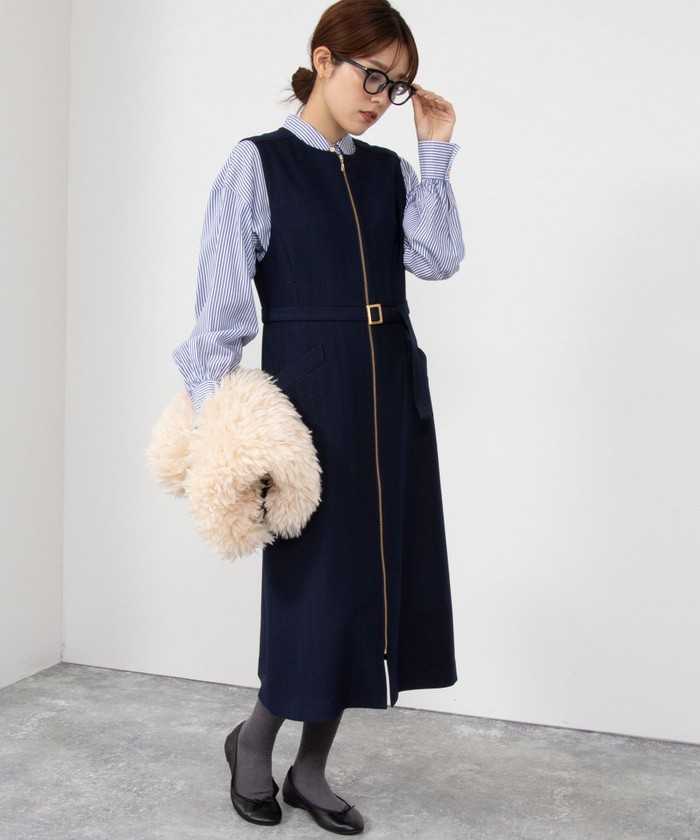 セール 25%OFF】ウォッシャブルツイードライクジレワンピース