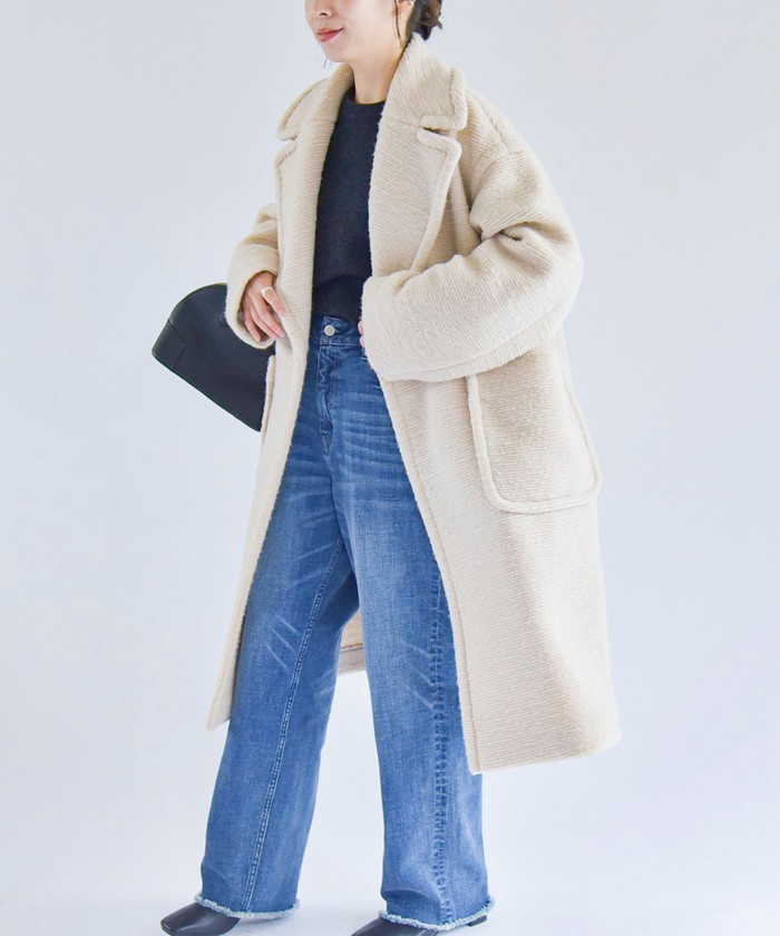 quaranciel】ウールロングコート/light blue