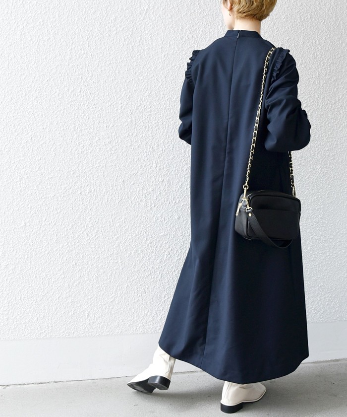ships kids ネイビー長袖　ピンタックフリルワンピース　150センチ SHIPS KIDS: セレモニー ピンタック ツイル ワンピース(140