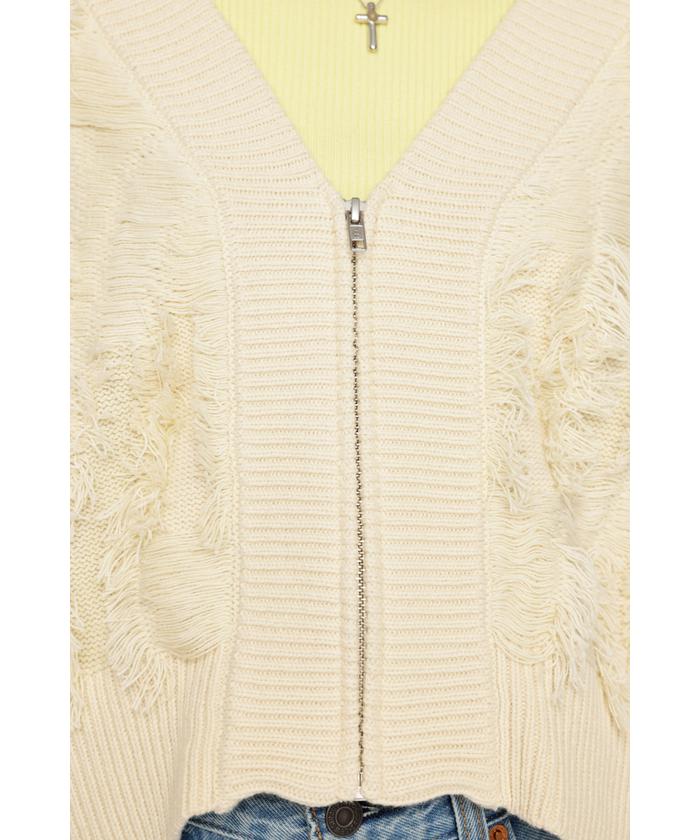 JQ FRINGE ZIP UP SHORT カーディガン(505678501) | スライ(SLY