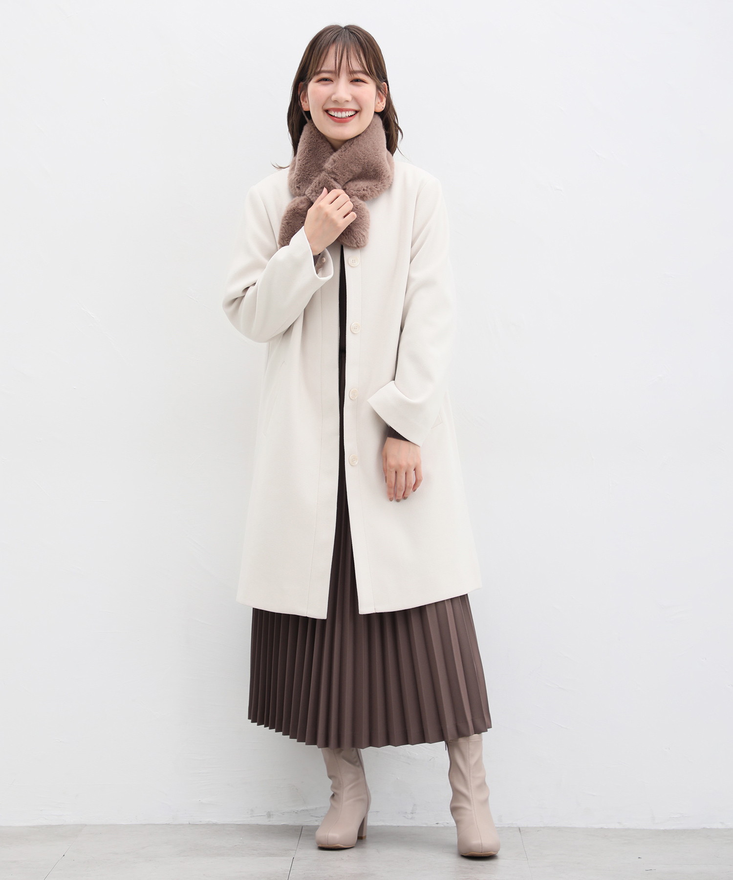 セール 33%OFF】ハニーズ Honeys ファー付ノーカラーコート