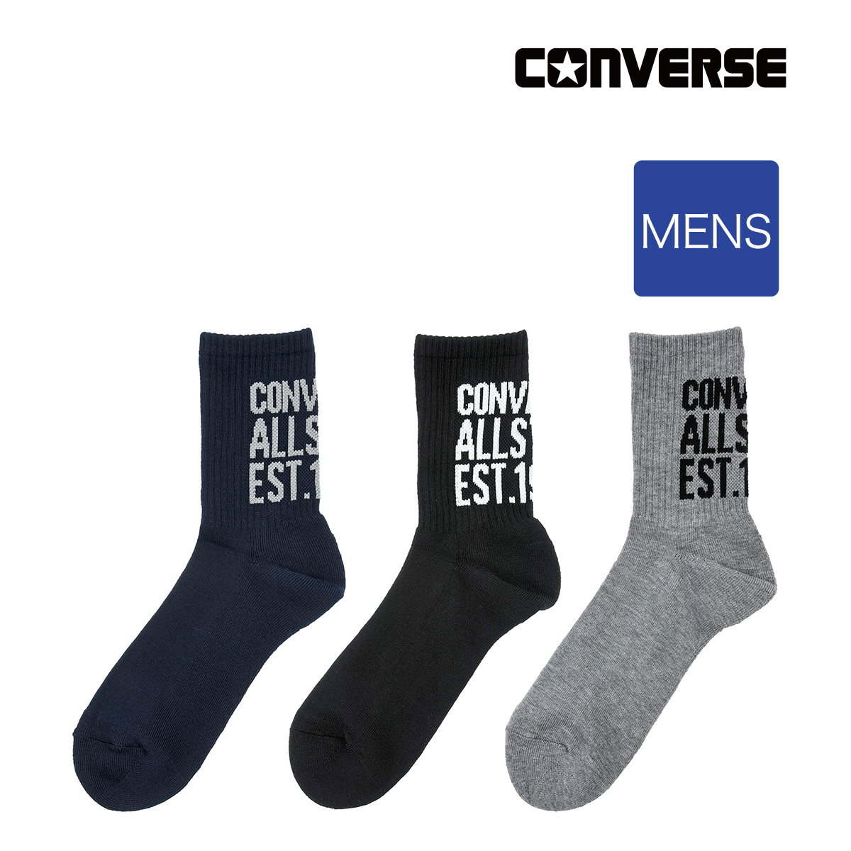 コンバース CONVERSE 福助 公式 靴下 ショート丈 3足組 メンズ