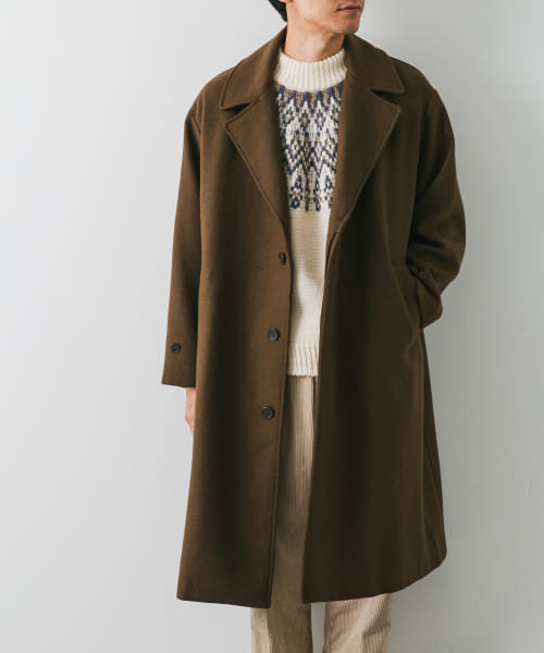 LANVIN ブラウン ウールコート イタリア製 Donato Vinci Italy UOMO】ウールチェスターコート/ブラック/NEW
