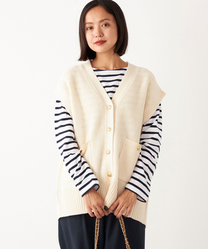 【25ss】MAISON SPECIAL ツイード ベスト ジレ トップス M-4XL】ツイードジレ ツイード ジレ ベスト トップス レディース