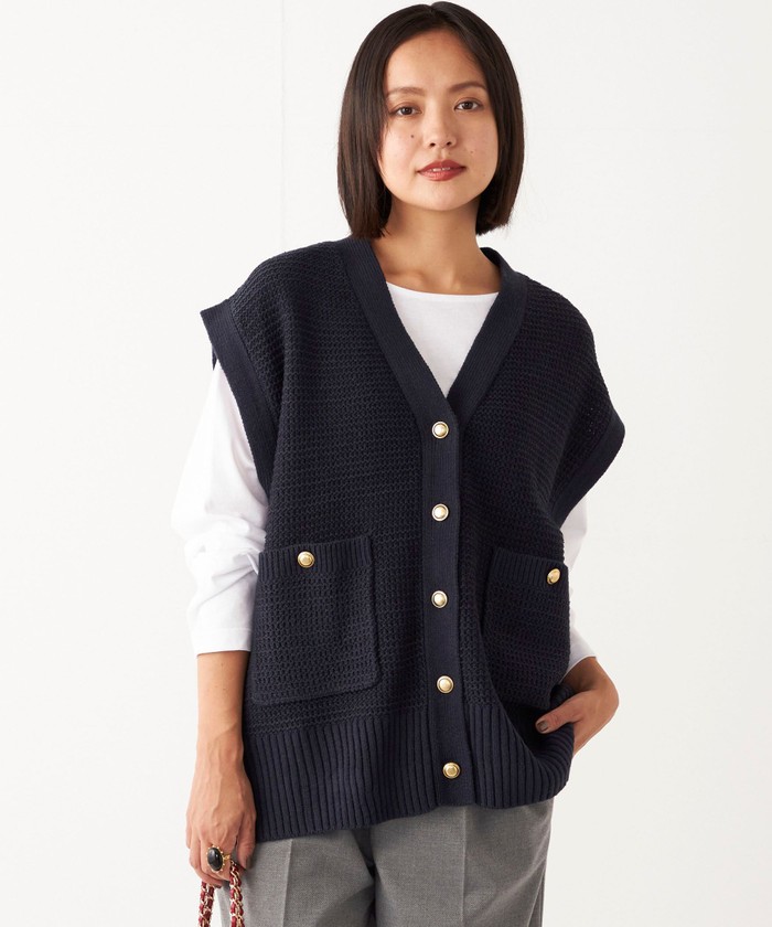 【25ss】MAISON SPECIAL ツイード ベスト ジレ トップス M-4XL】ツイードジレ ツイード ジレ ベスト トップス レディース