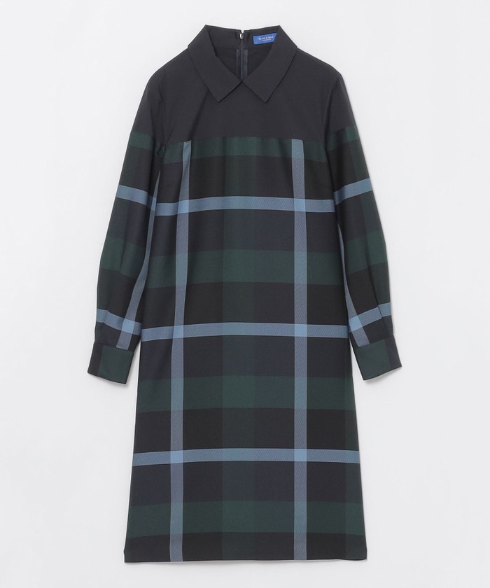クレストブリッジ】チェッククロッシングツイルサックドレス