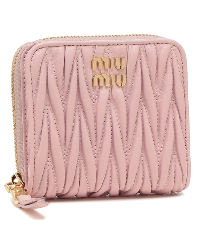 miu miu キルティング 二つ折り財布 ピンク