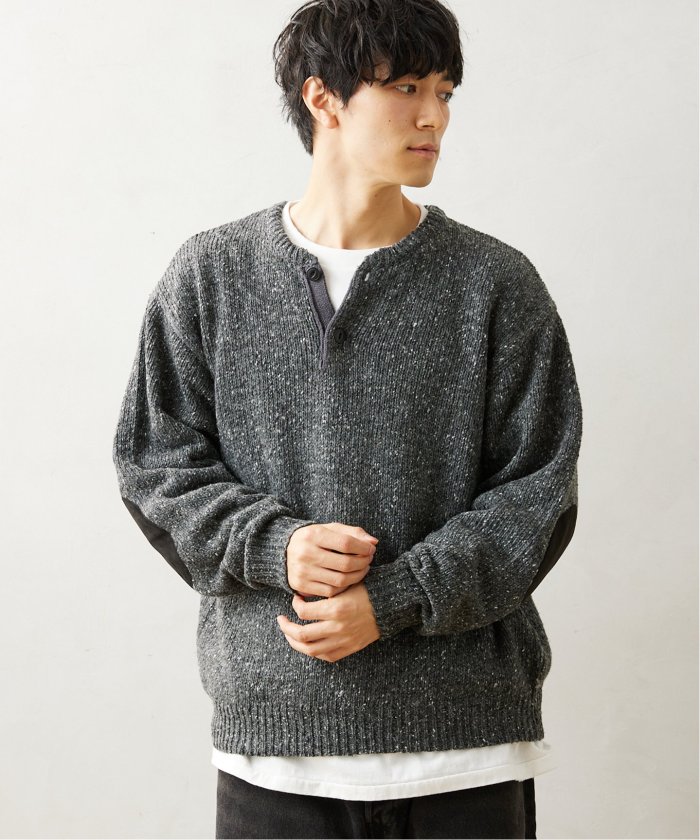 セール 20%OFF】CALIFORNIA エルボーパッチ ヘンリーネック セール 20%OFF】CALIFORNIA エルボーパッチ ヘンリーネック