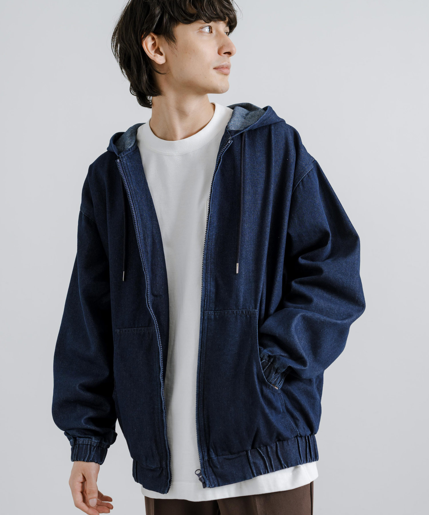 国内外の人気 Stussy フード付きライトブルーカバーオール デニムモッズコート XL ジャケット・アウター
