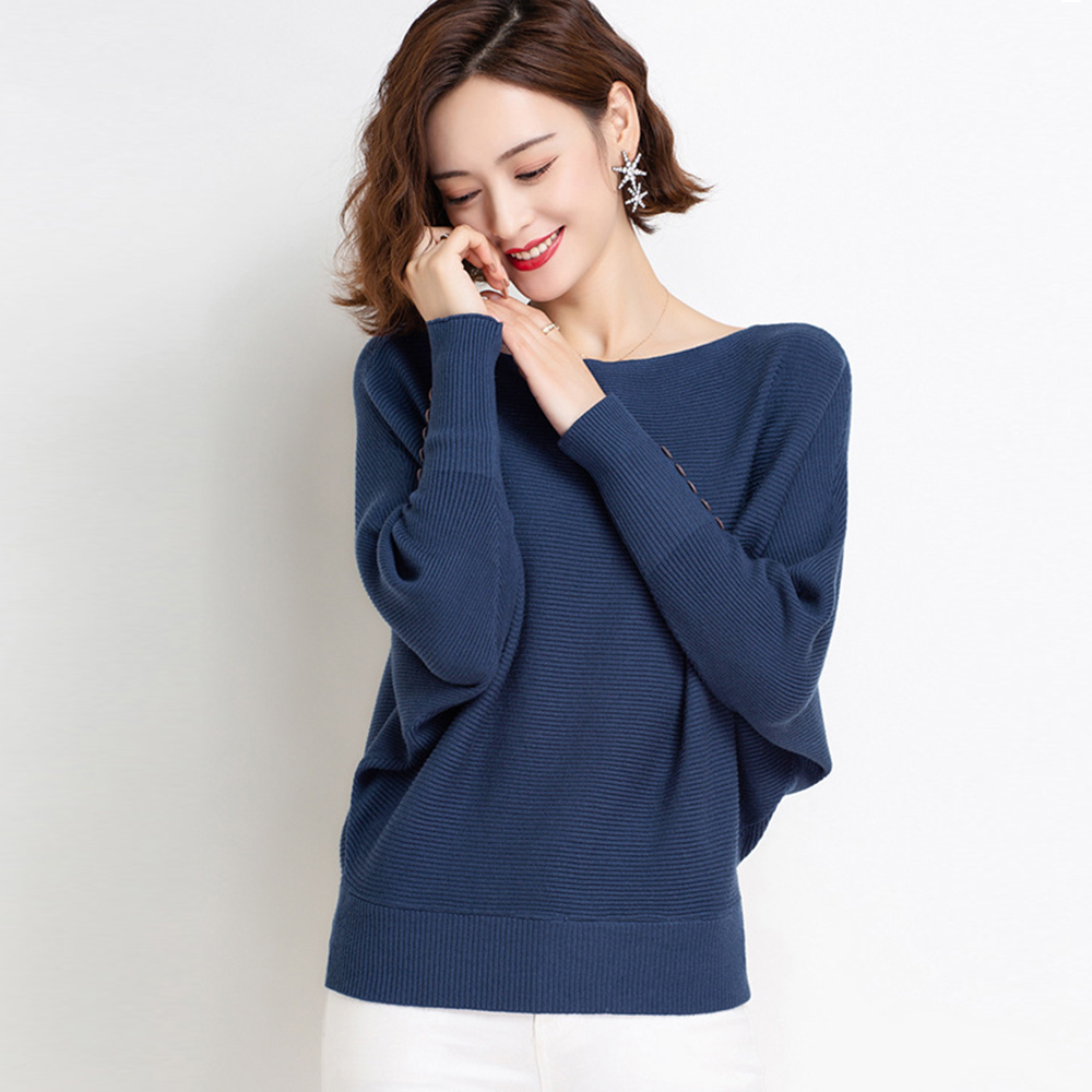 クーポン】【セール35%OFF】ボートネックドルマンニットトップス