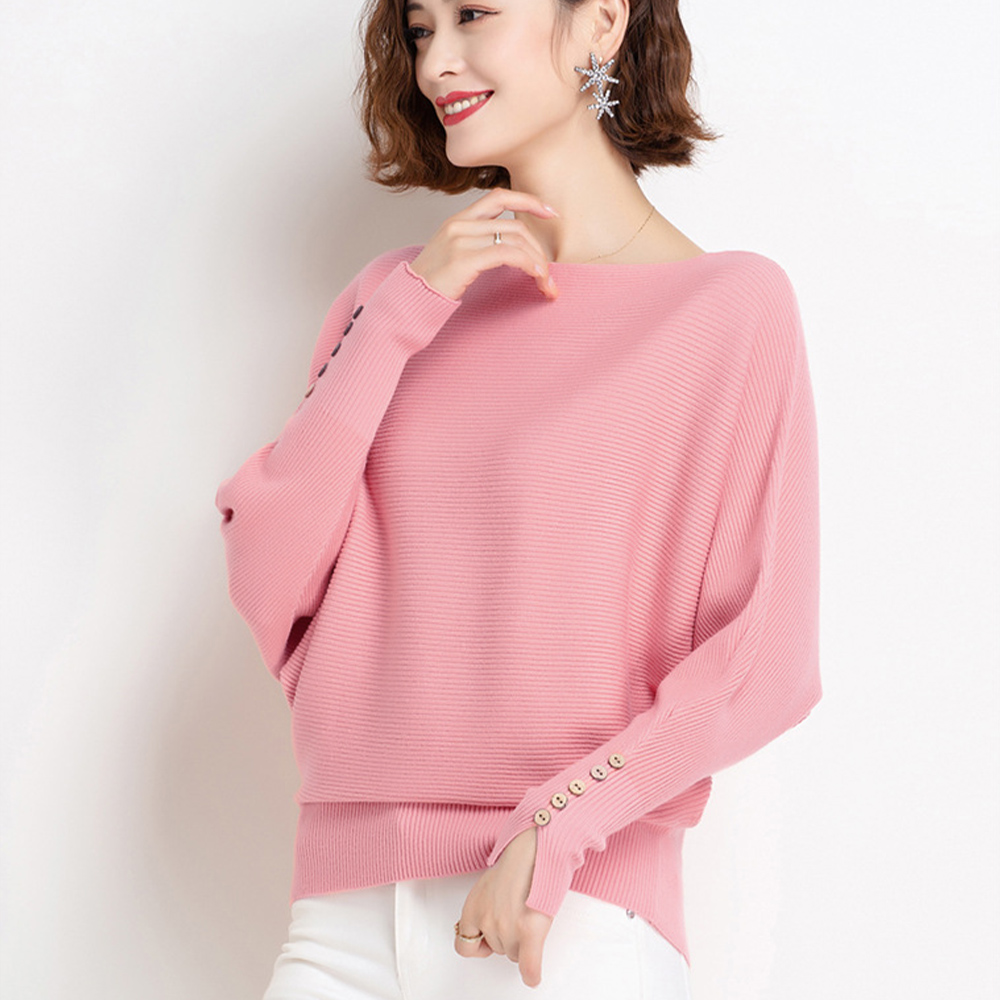クーポン】【セール35%OFF】ボートネックドルマンニットトップス