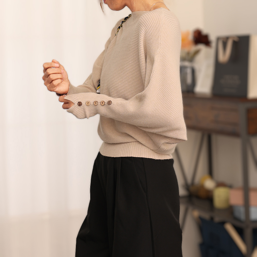 ドルマンニットトップス ボートネック上品 miniministore｜ドルマンニットトップス ボートネック上品