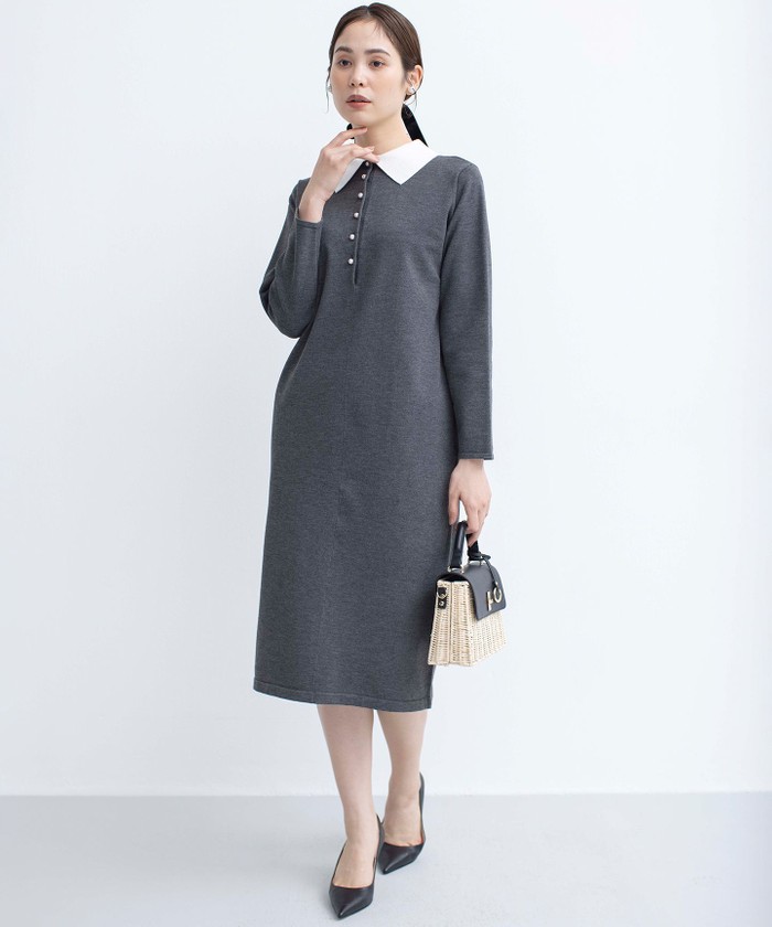 CHICWISH(シックウィッシュ)|襟付きボタン付きニットワンピース セール 40%OFF】【新色追加!】Elena襟付き ニットワンピース