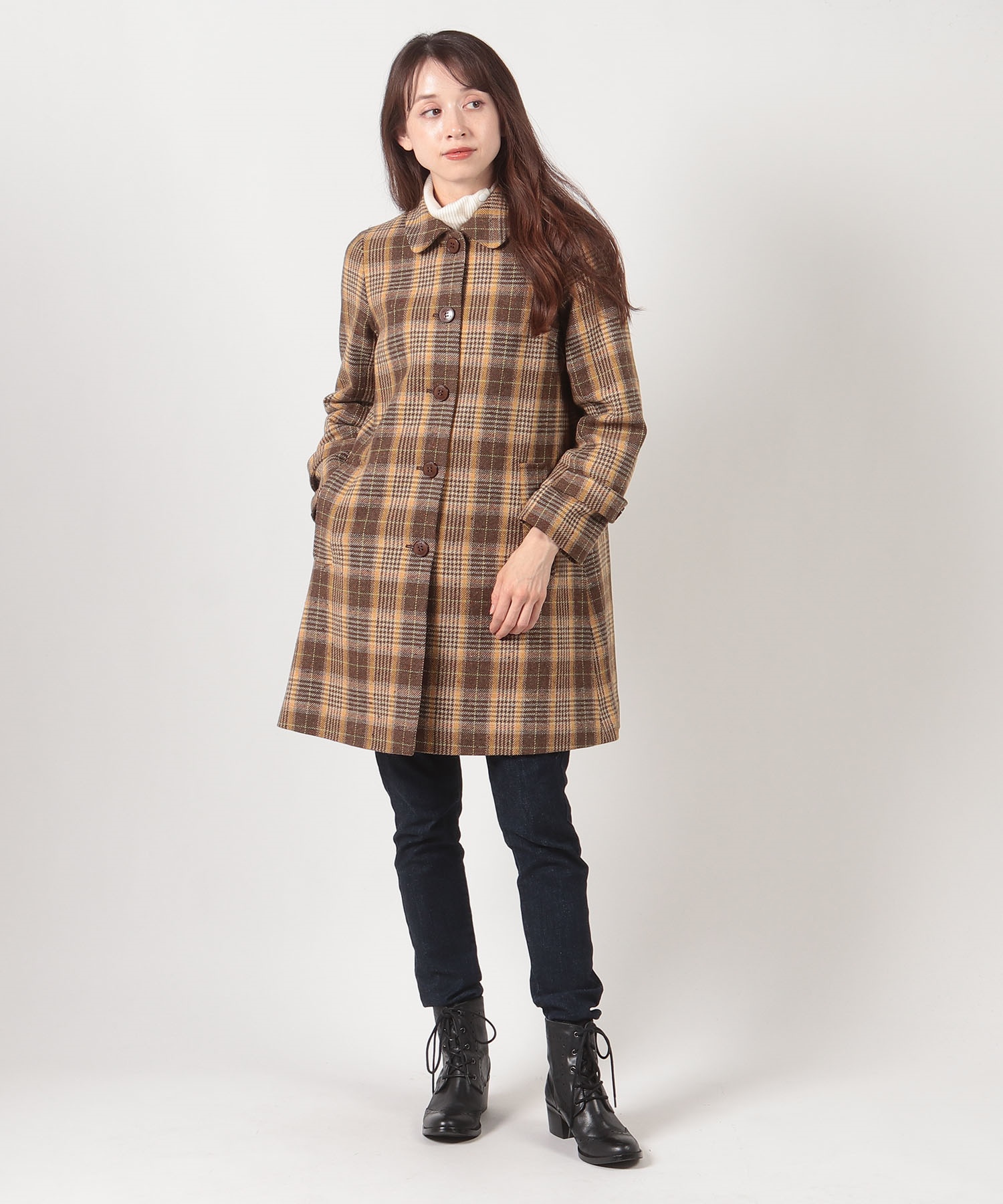 セール】【Outlet】WU86 MANTEAU ウールネップチェックピミリコ セール】【Outlet】WU86 MANTEAU ウールネップチェックピミリコ