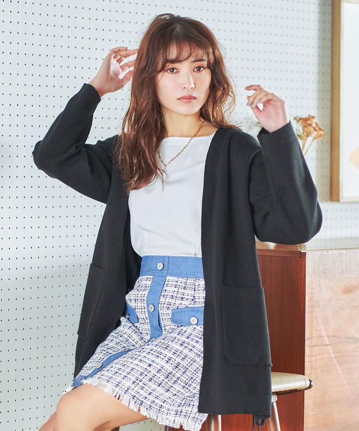 セール 75%OFF】デニム切替ミックスツイードミニスカート