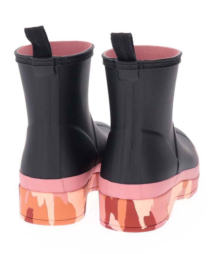 プレイショートカモフラージュ ソールブーツ／ハンター/ブラック＆ピンク/即完売品 HUNTER WOMENS PLAY SHORT TRANSLUCENT SOLE BOOT Black