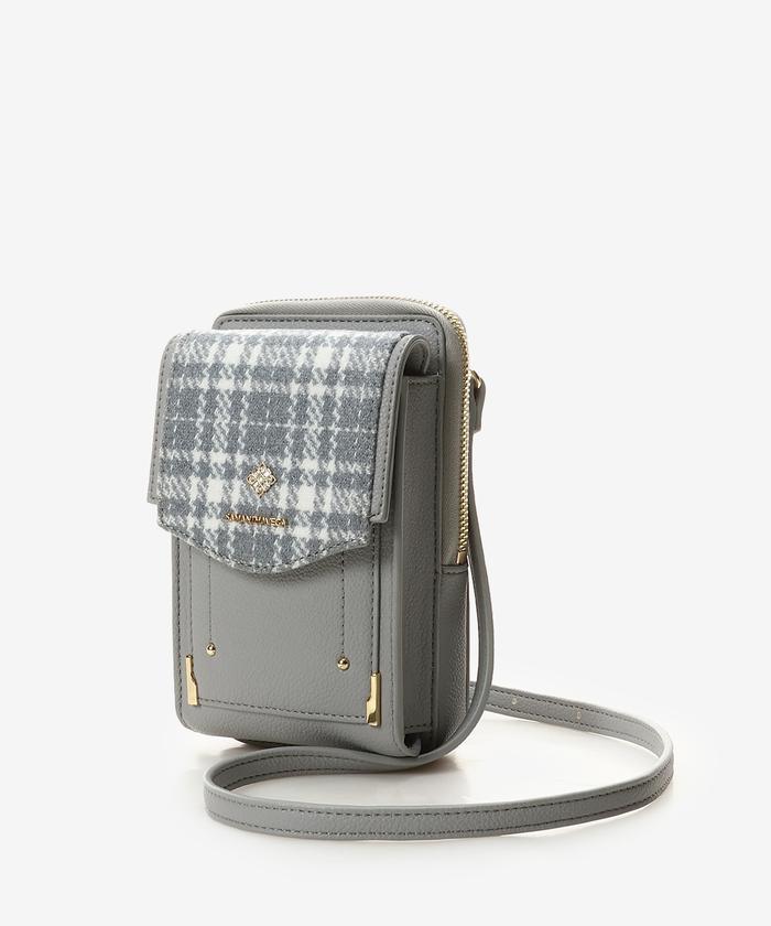 半額 50％OFFの通販 セール】ツイードダイヤカットスマホショルダーバッグ(505705202 バッグ