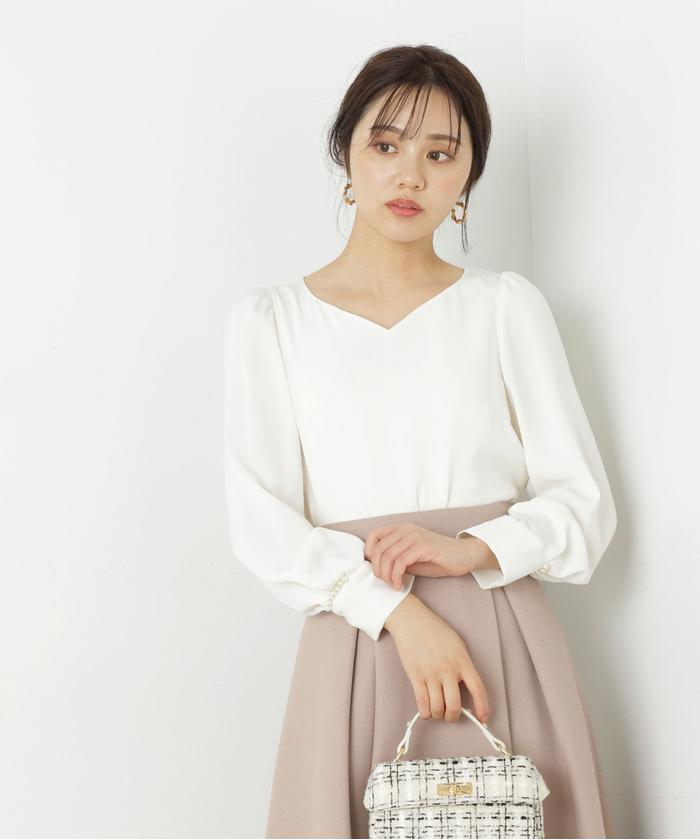 【おまけ付】 セール 30%OFF】ハートカットカフスパールブラウス(505469718 トップス
