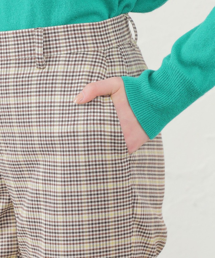 ウォッシャブルツイルチェックテーパードパンツ(505494664