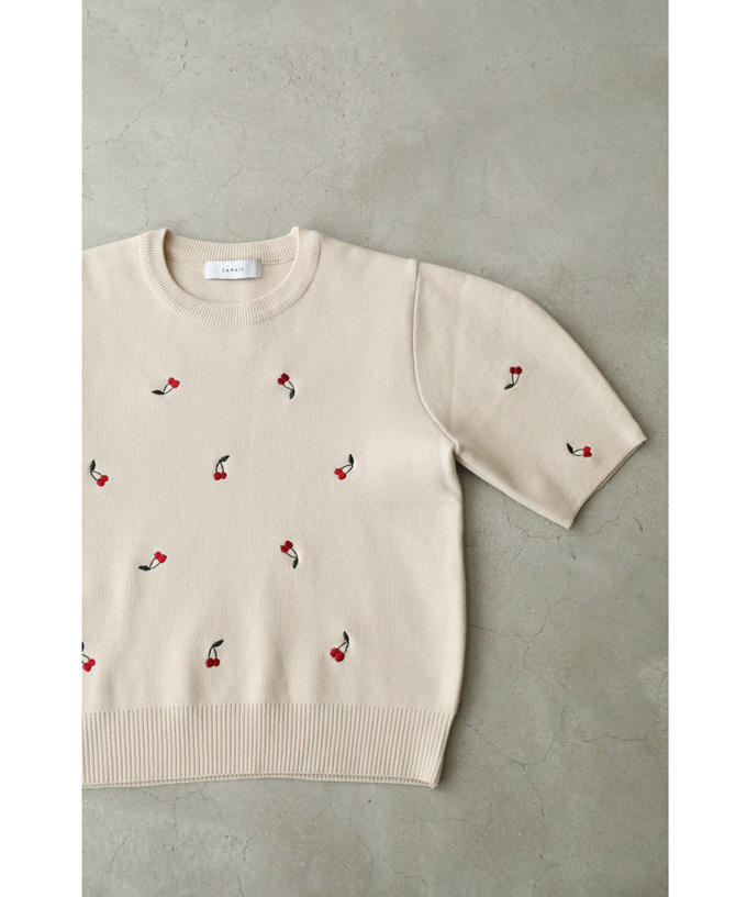 カワイイ CAWAII さくらんぼ実る刺繍ニットプルオーバートップス
