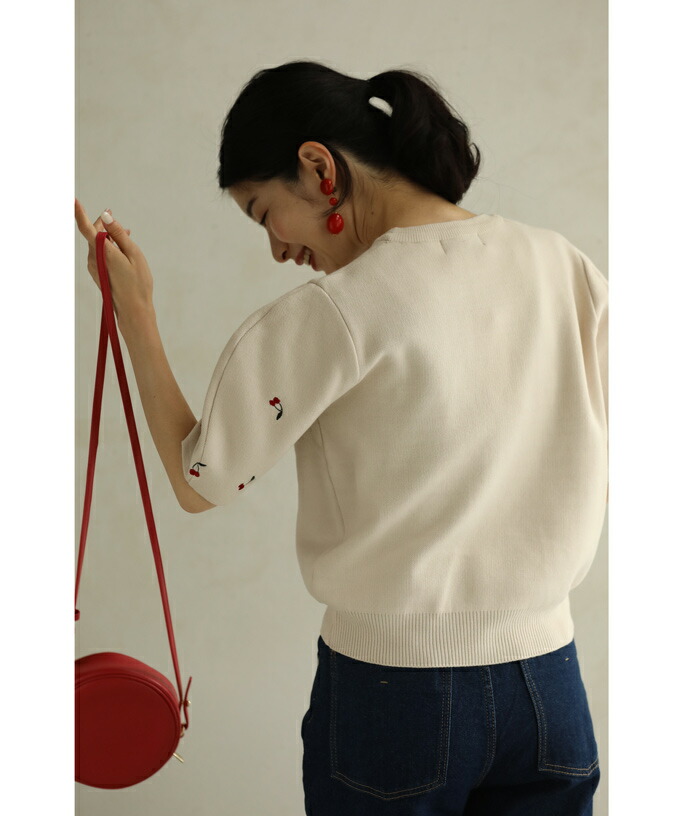 カワイイ CAWAII さくらんぼ実る刺繍ニットプルオーバートップス