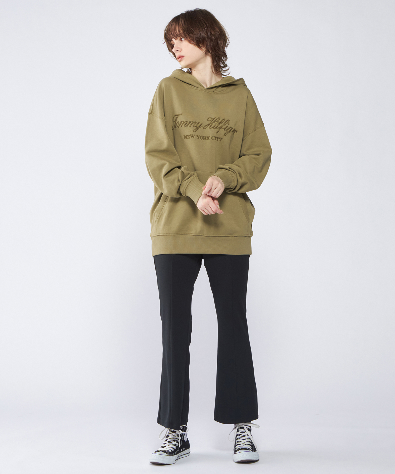 売れ筋商品|||トミー ヒルフィガー パーカー・スウェットシャツ レディース Cream, Midnight Green 楽天市場】トミーヒルフィガー パーカー（カラーグリーン