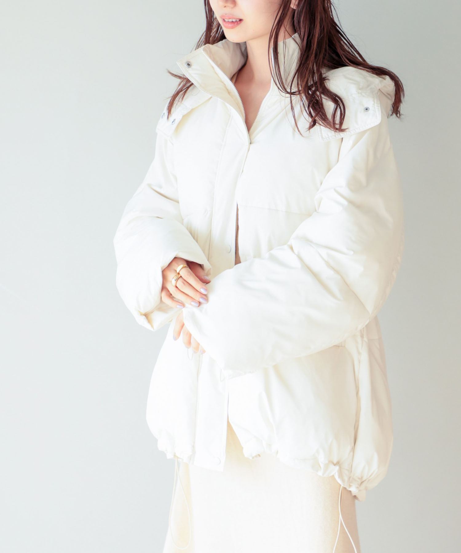 リグリーム　ドロストフーディブルゾン　ホワイト　新品タグ付き ドロストブルゾン｜DRAWSTRING BLOUSONの通販｜regleam